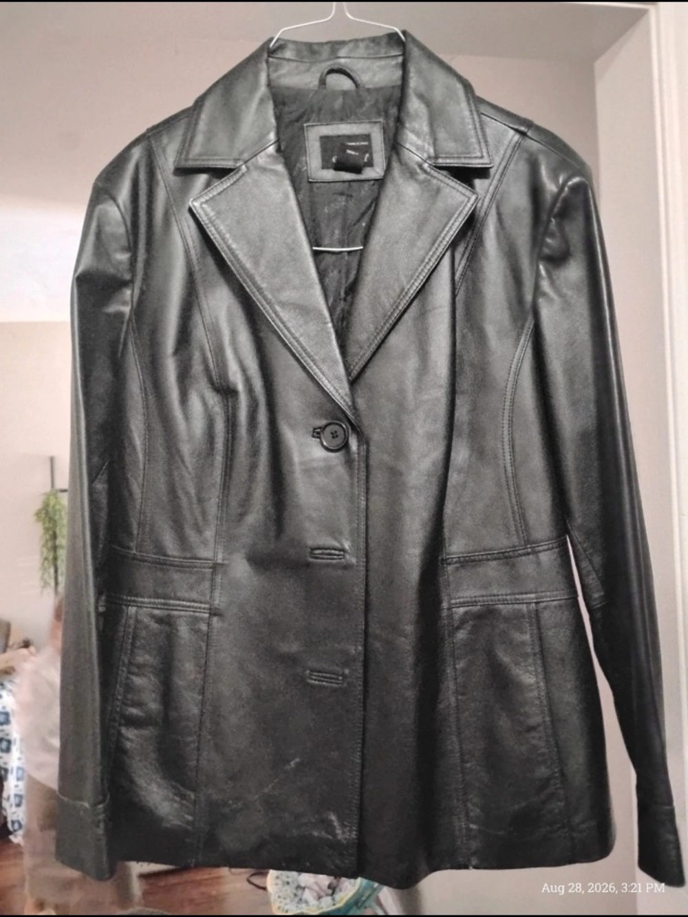 Nine West Black Leather Blazer-Style Jacket